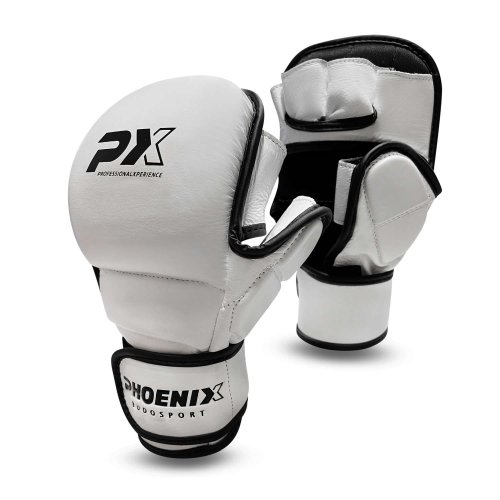 PX MMA Sparring Gloves Leather - White