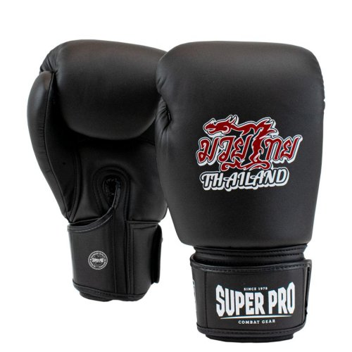 Super Pro Boxing Gloves Thai Pattaya Black