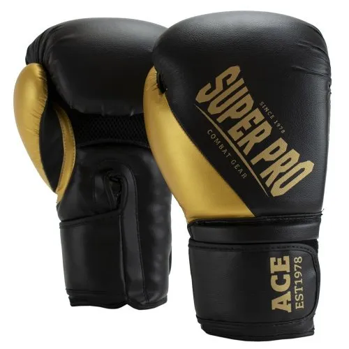 Super Pro Boxhandschuhe ACE Schwarz/Gold