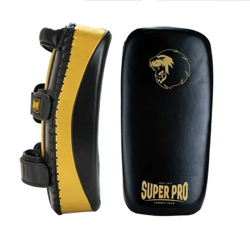 Super Pro Muay Thai Pad Black/Gold Leather