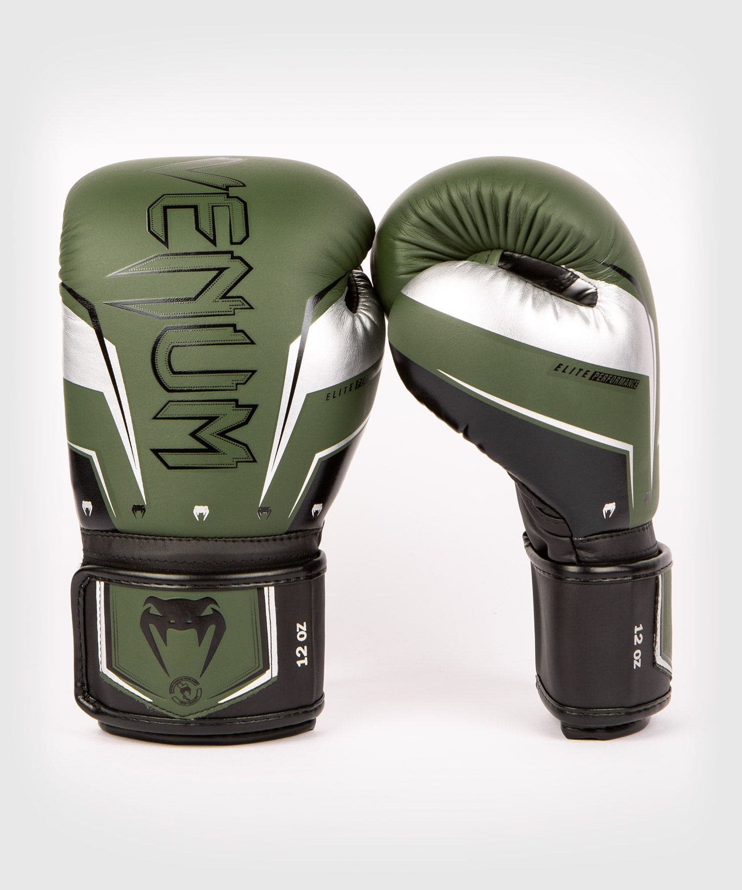 Buy Venum Boxing Gloves Elite Evo Khaki/Silver online ✓ - emparor Fight Shop